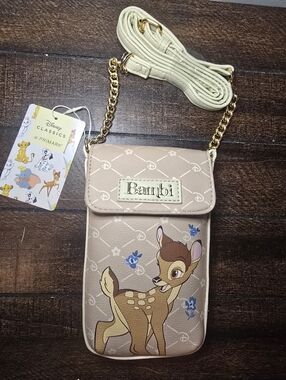 NWT Disney Primark Bambi Faux Leather Crossbody Bag Cell Phone Bag